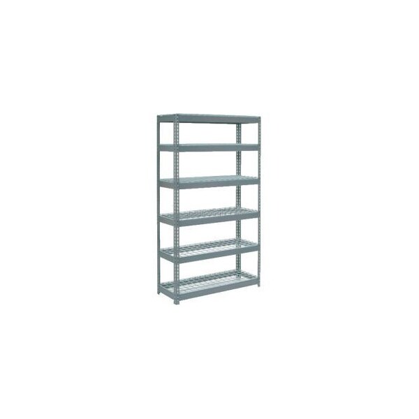 Global Equipment Extra Heavy Duty Shelving 48"W x 12"D x 96"H With 6 Shelves, Wire Deck, Gry 255607 - main